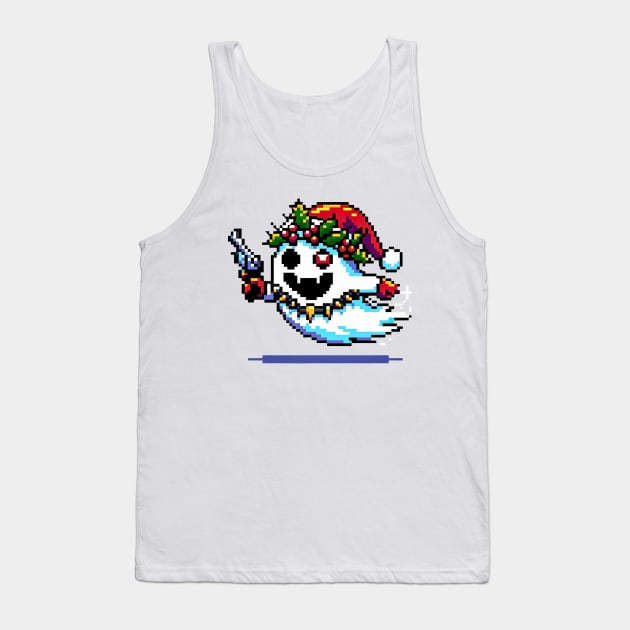 Pixelated Christmas Punk Ghost - Unique Holiday Spirit Design Tank Top by Pixel Punkster